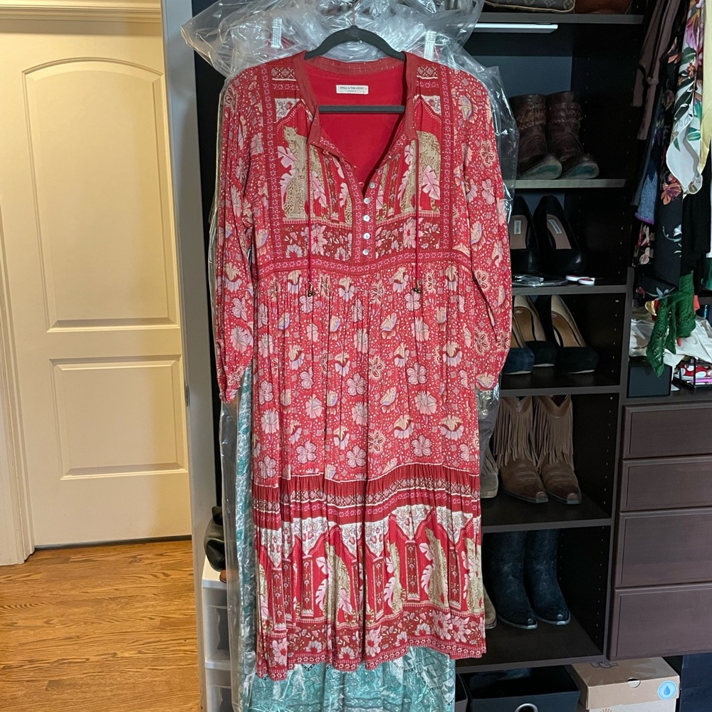 Spell & the Gypsy Poinciana Boho Midi Gown NWOT Cherry 🍒 Small